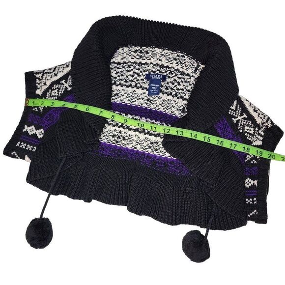 Ralph Lauren Chaps Women Sweaters, Aztec Print Knit Shrug With Pom Pom Tie, Sz M - Picture 3 of 7